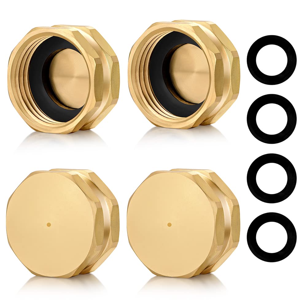 YELUN 3/4 inch brass garden hose end cap front view