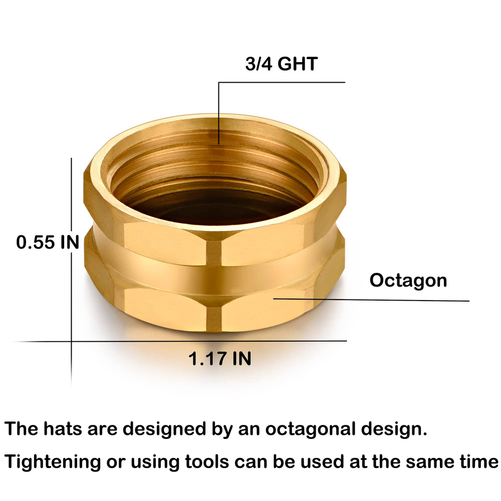 YELUN brass garden hose cap with washers close-up