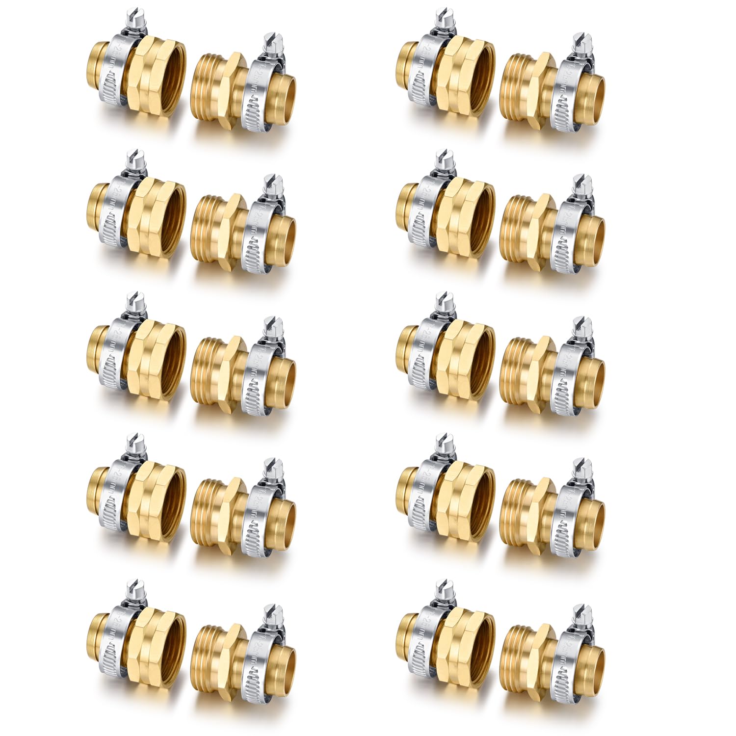 YELUN Garden Hose Repair Connector Set, 3/4 inch male and female fittings