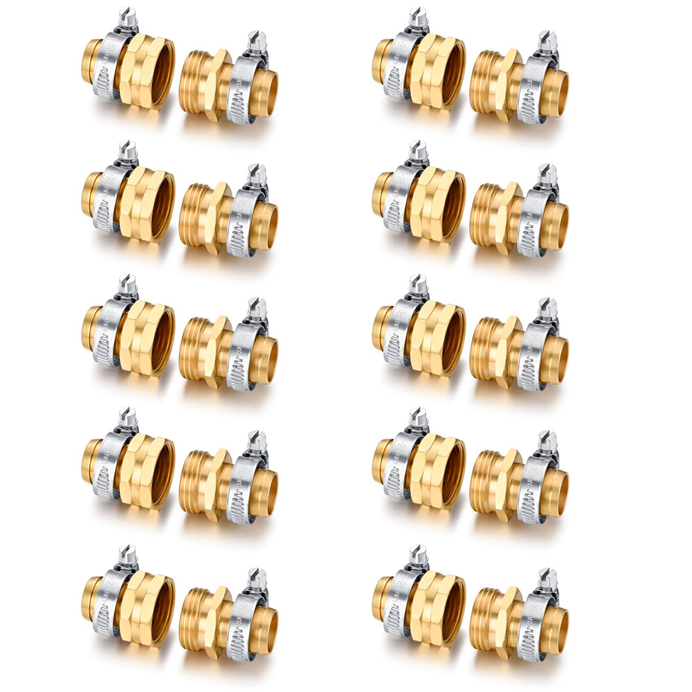 YELUN Garden Hose Repair Connector Set, 3/4 inch male and female fittings