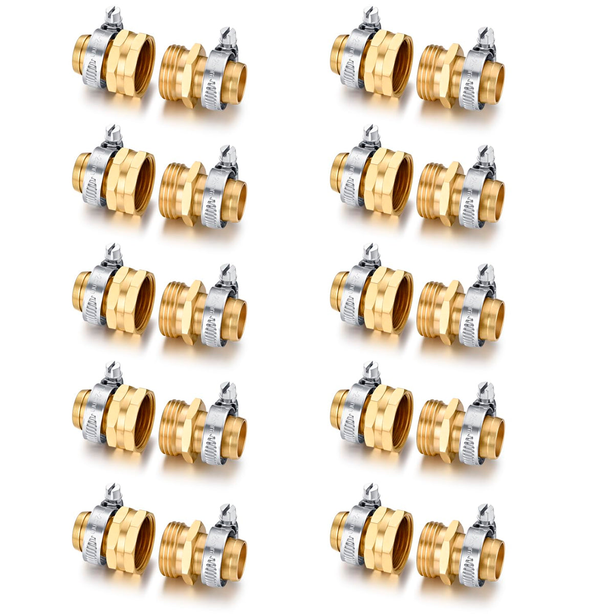 YELUN Garden Hose Repair Connector Set, 3/4 inch male and female fittings