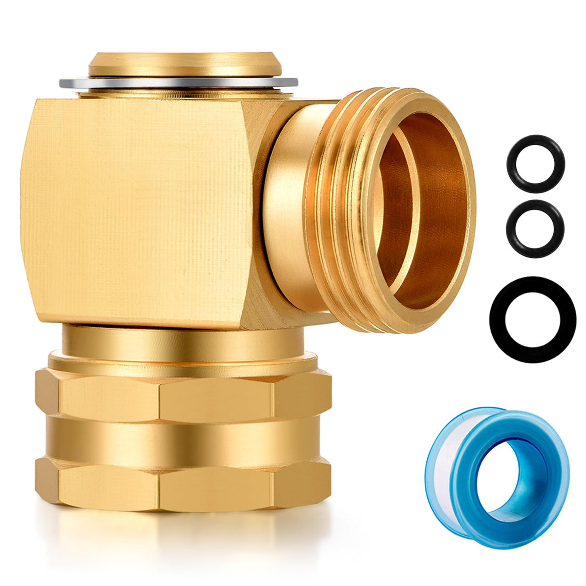 YELUN Garden Hose Swivel Elbow Connector front view