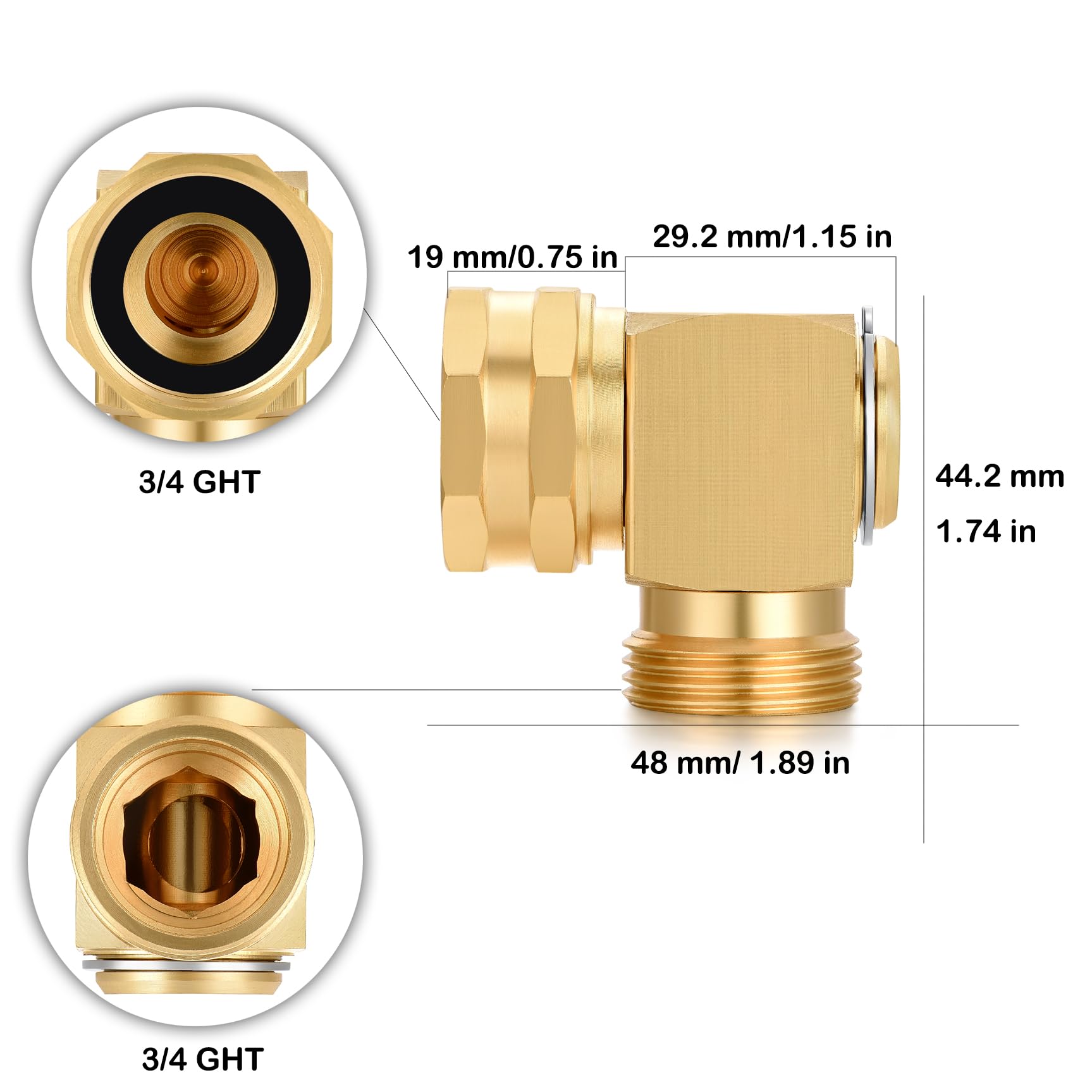 YELUN Garden Hose Swivel Elbow Connector with sealing tape and washers