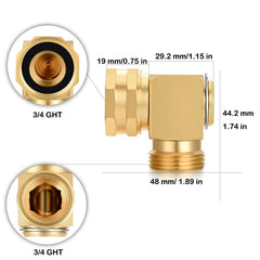 YELUN Garden Hose Swivel Elbow Connector with sealing tape and washers