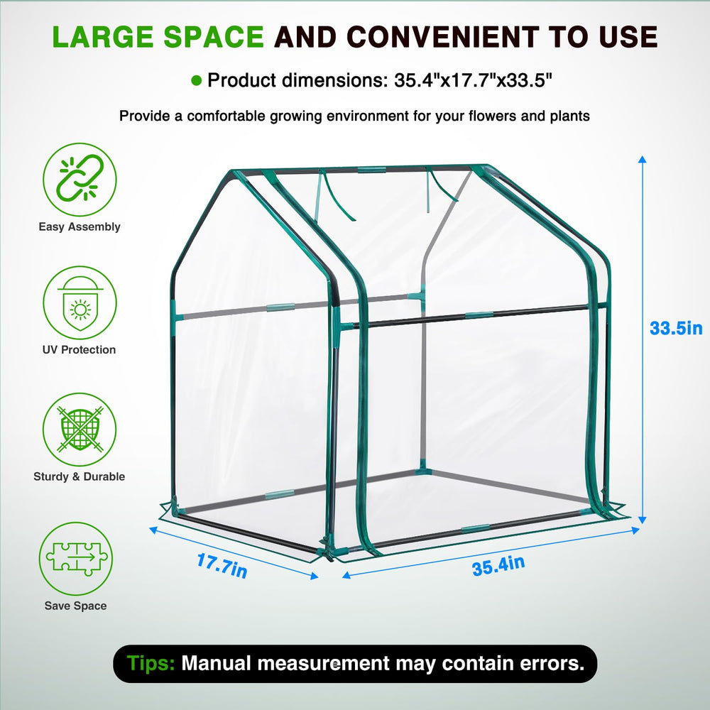 Yesker Mini Greenhouse side view showcasing zippered doors
