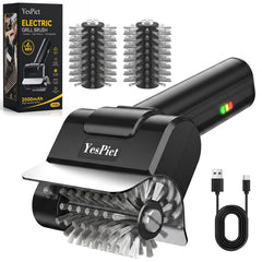 YesPict Electric Grill Brush front view with stainless steel brush head