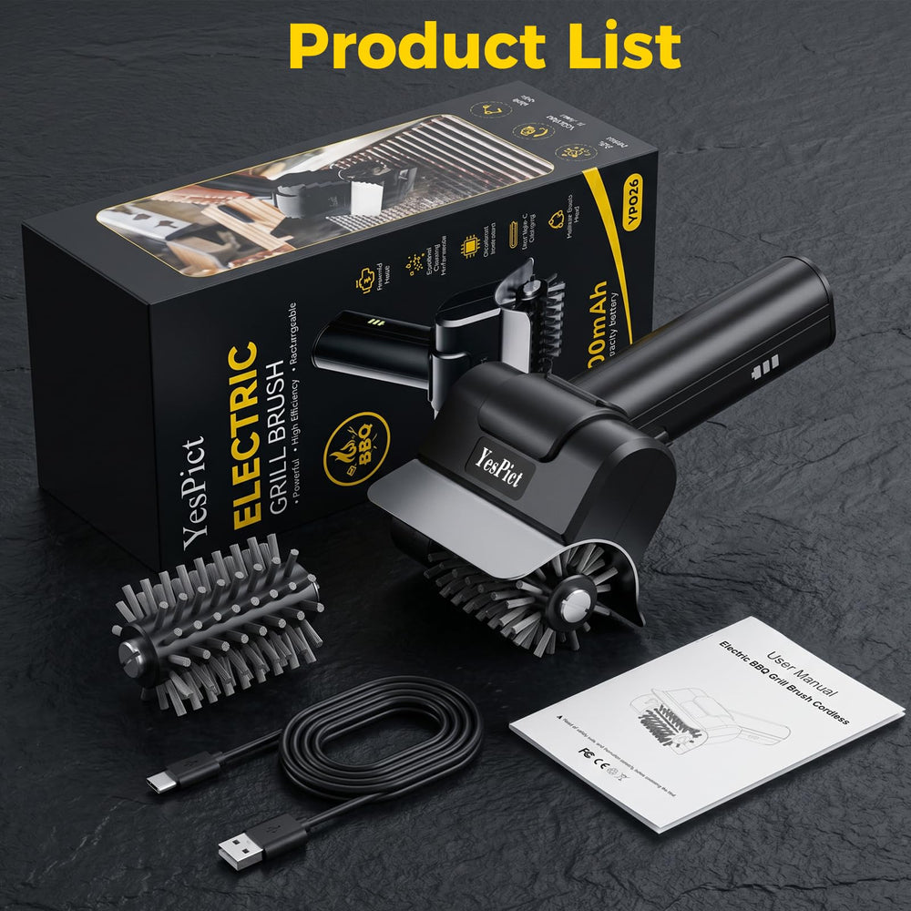 YesPict Electric Grill Brush with two replaceable brush heads