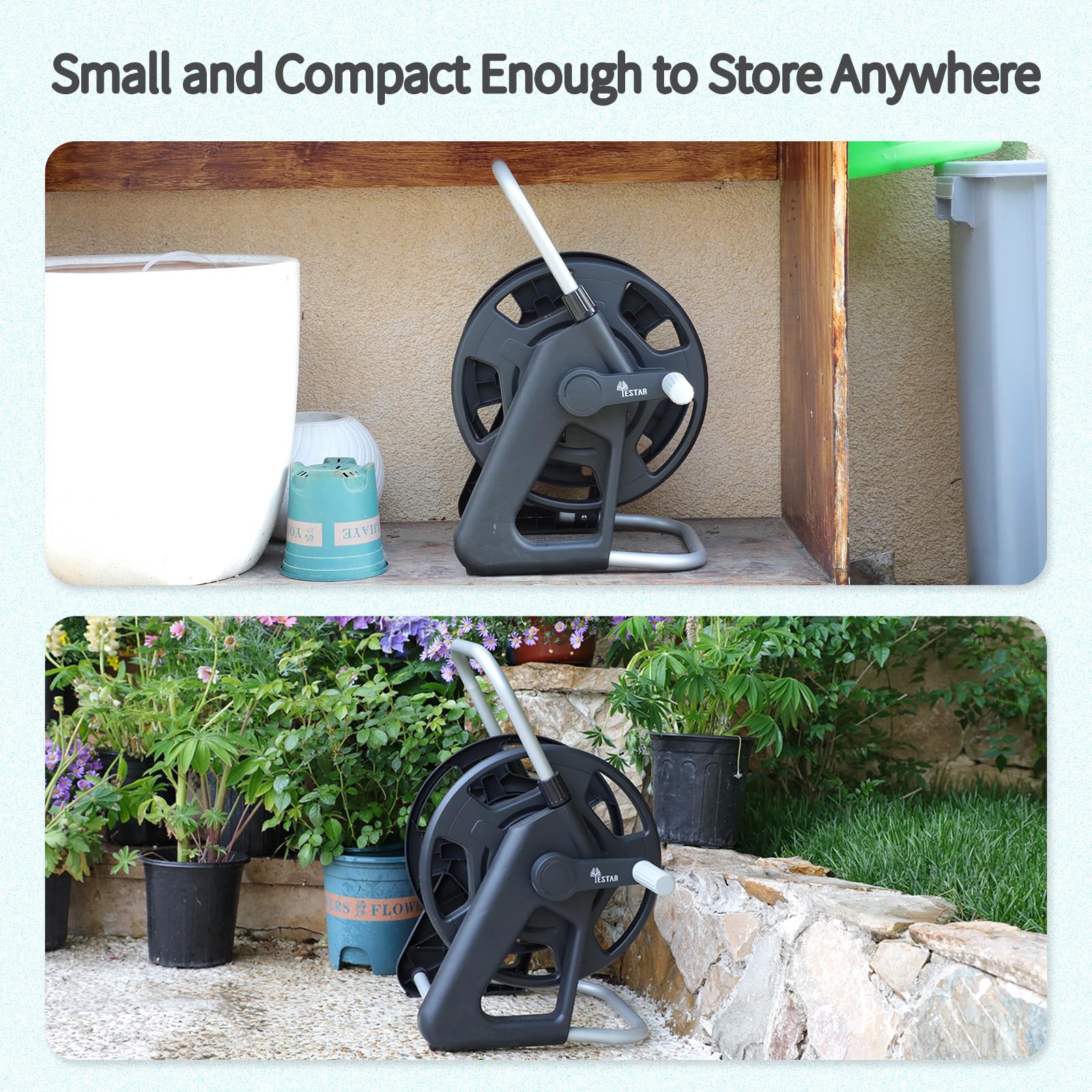 YESTAR Garden Water Hose Reel compact storage demonstration