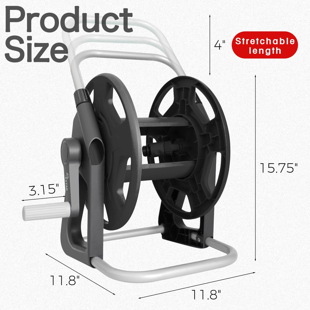 YESTAR Garden Water Hose Reel side view with garden hose