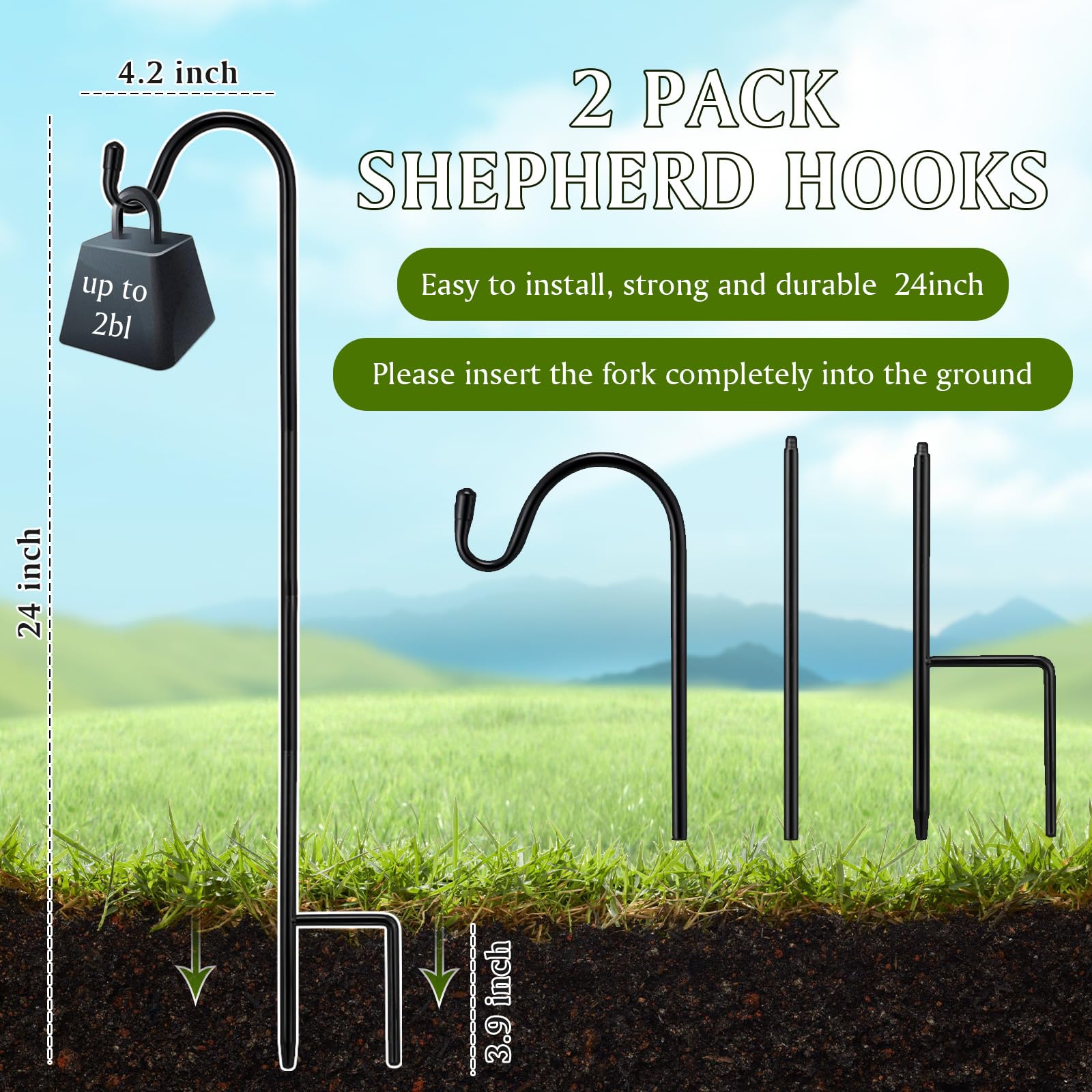 Yetene 24 inch shepherds hook with bird feeder