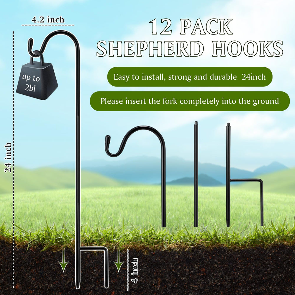Yetene Shepherd Hook showing installation process with pronged base