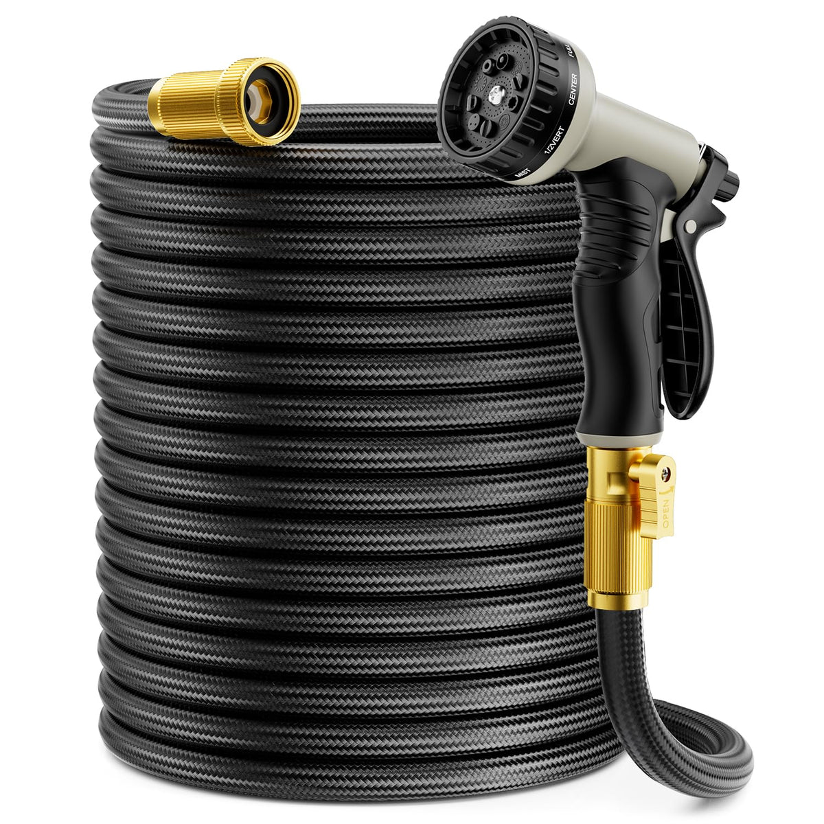 Yetogib 125 ft garden hose blue model with 10-function nozzle