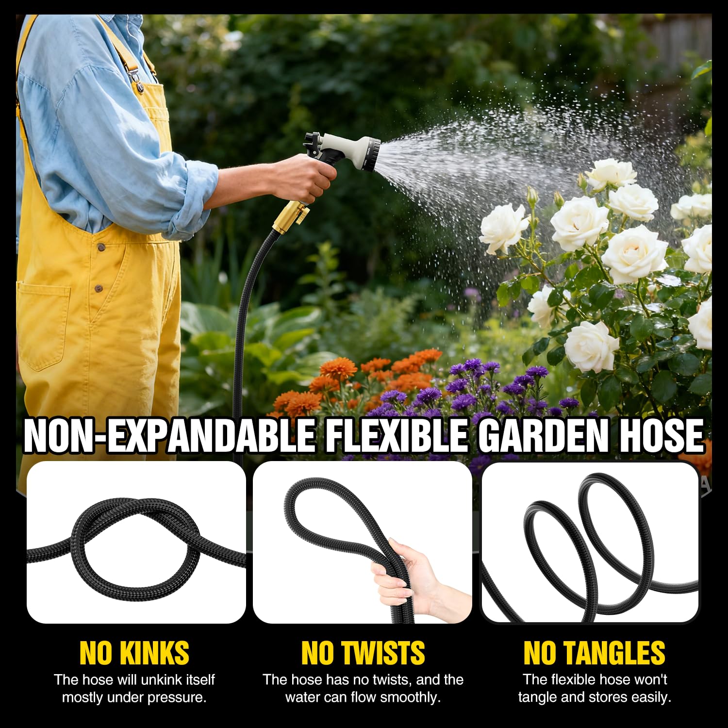 Yetogib garden hose coiled for easy storage