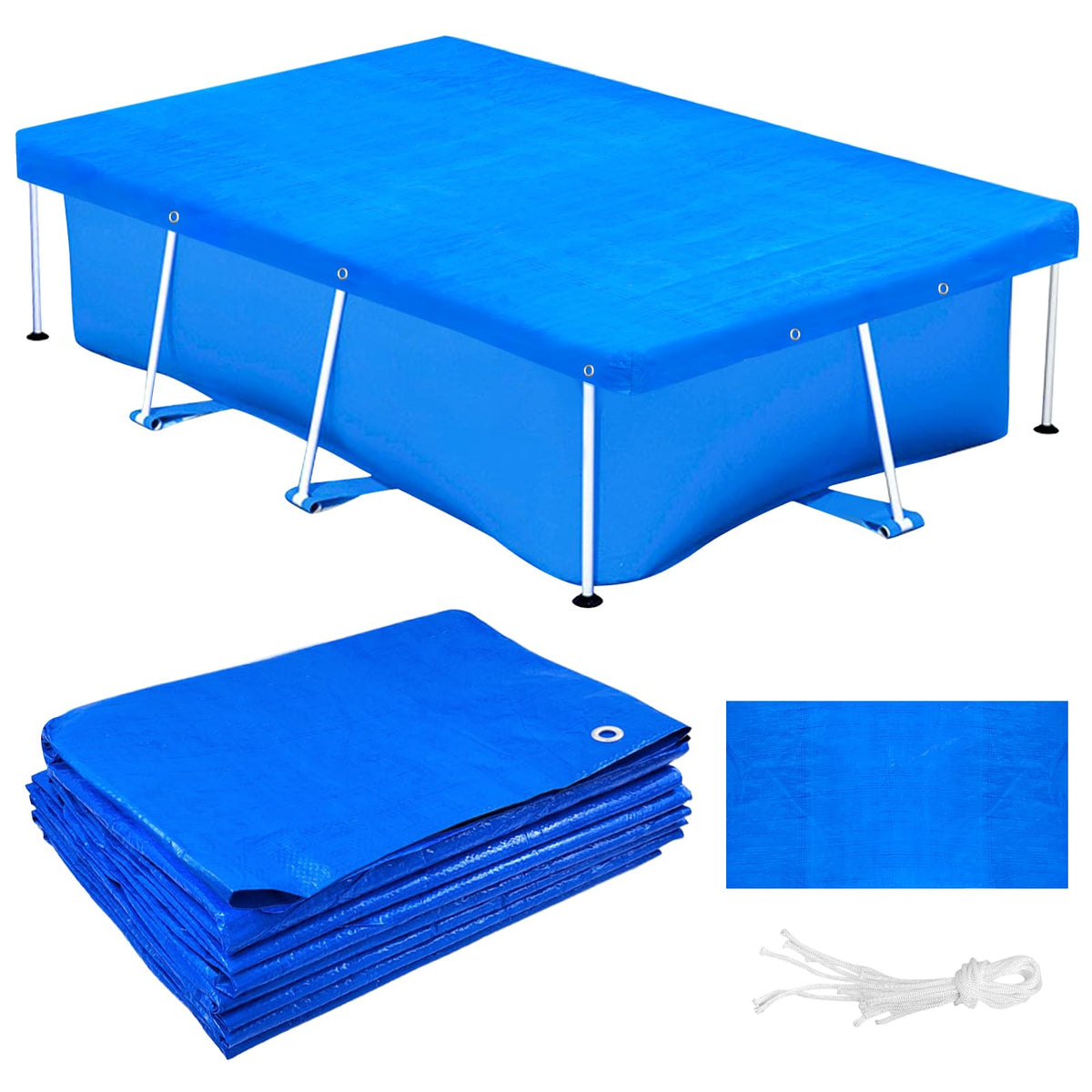 YEXEXINM Rectangular Pool Cover 102 x 63 in blue, front view