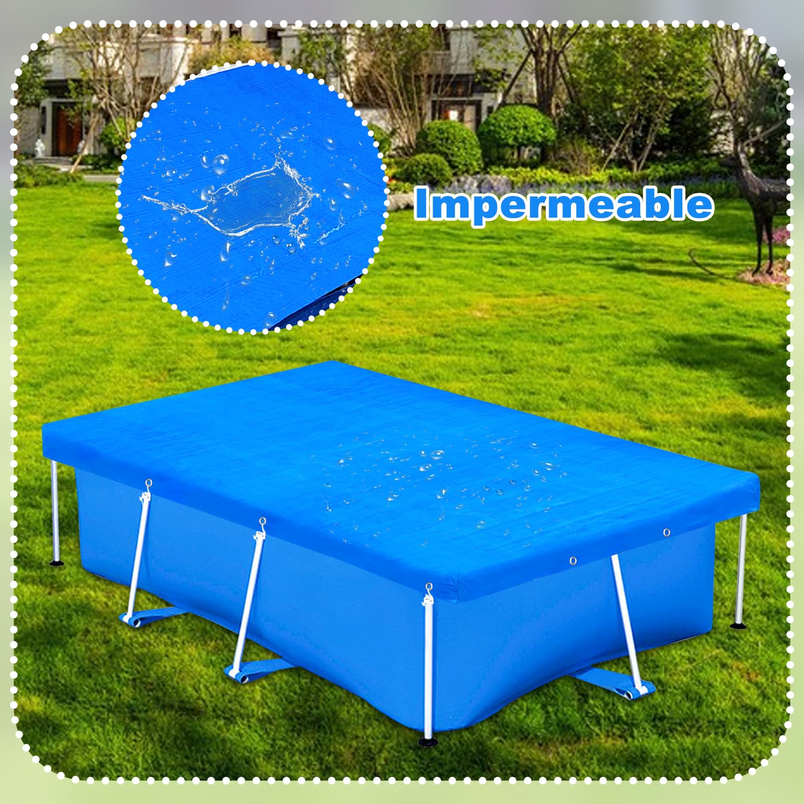 YEXEXINM Rectangular Pool Cover being secured with rope