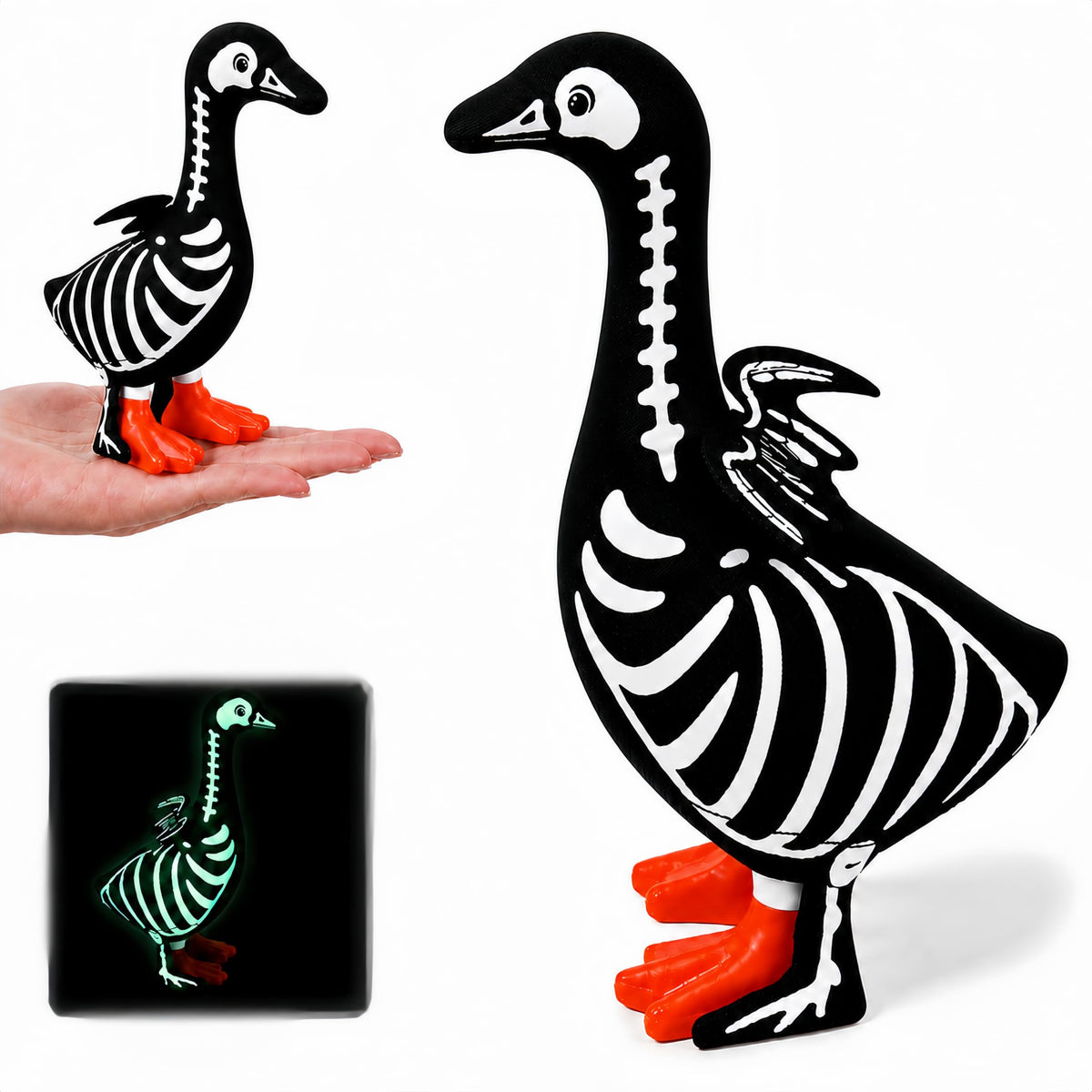 Yeyeplum Halloween Desk Goose Outfit front view with skeleton design