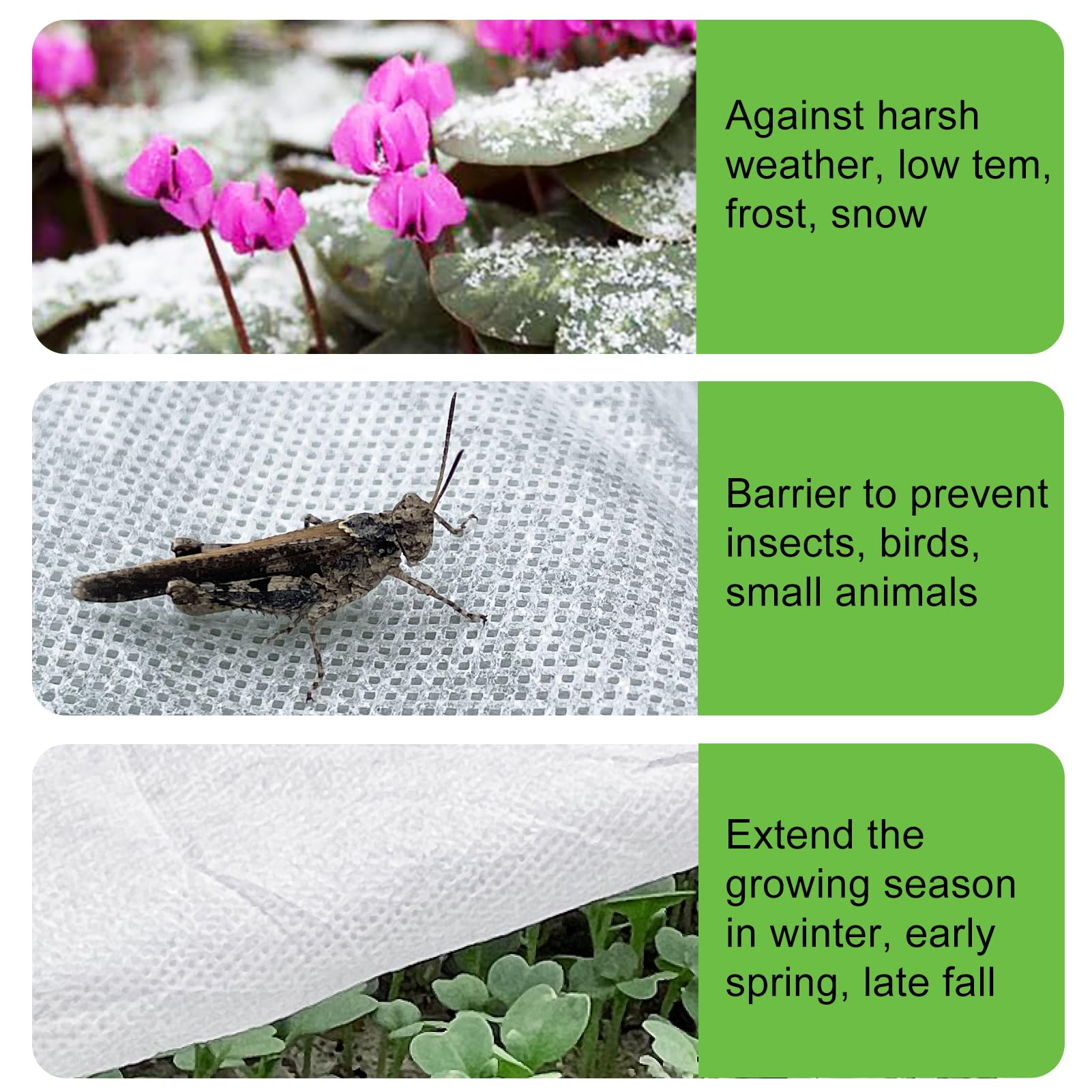 YFFSIDMY plant cover laid over plants for frost protection