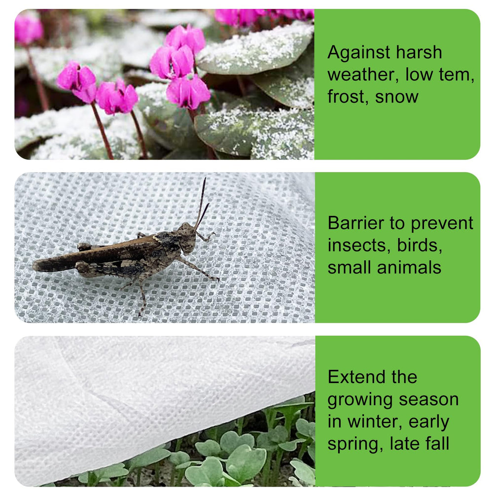 YFFSIDMY plant cover laid over plants for frost protection