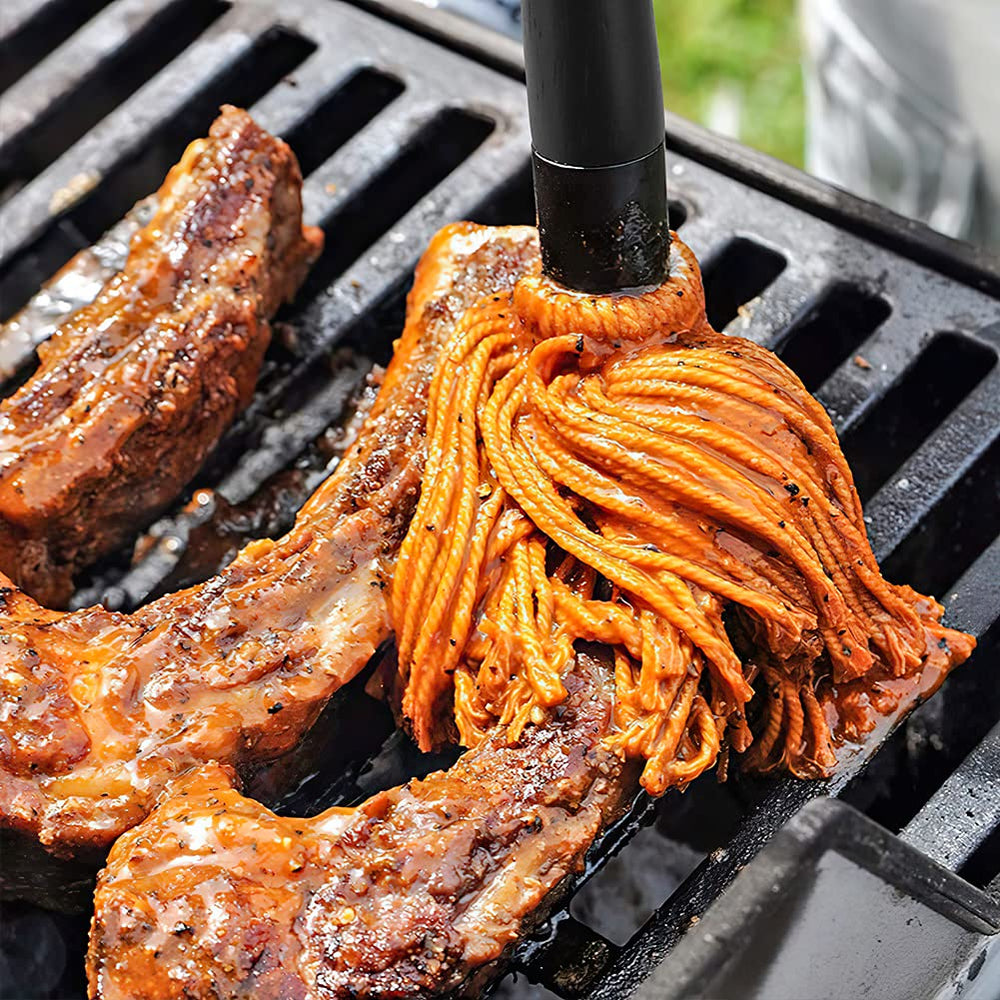 YFWOOD 18 Inch BBQ Basting Brush in Use