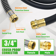 YGJT Heavy Duty Garden Hose connected to an outdoor faucet