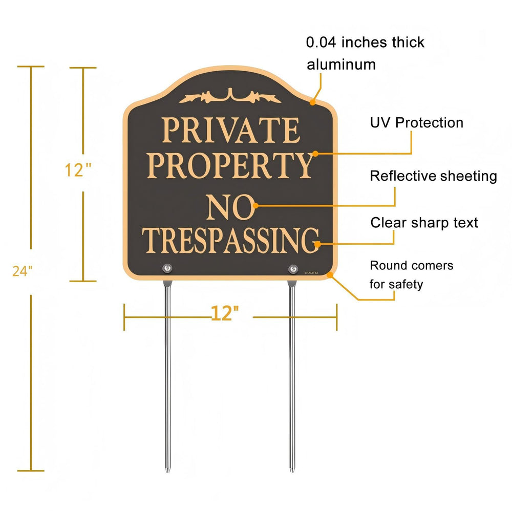 YHAIATTA No Trespassing Sign with metal stake