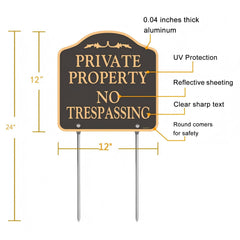 YHAIATTA No Trespassing Sign with metal stake