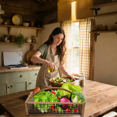 YHAOZE Large Garden Hod Harvest Basket with fruits and flowers