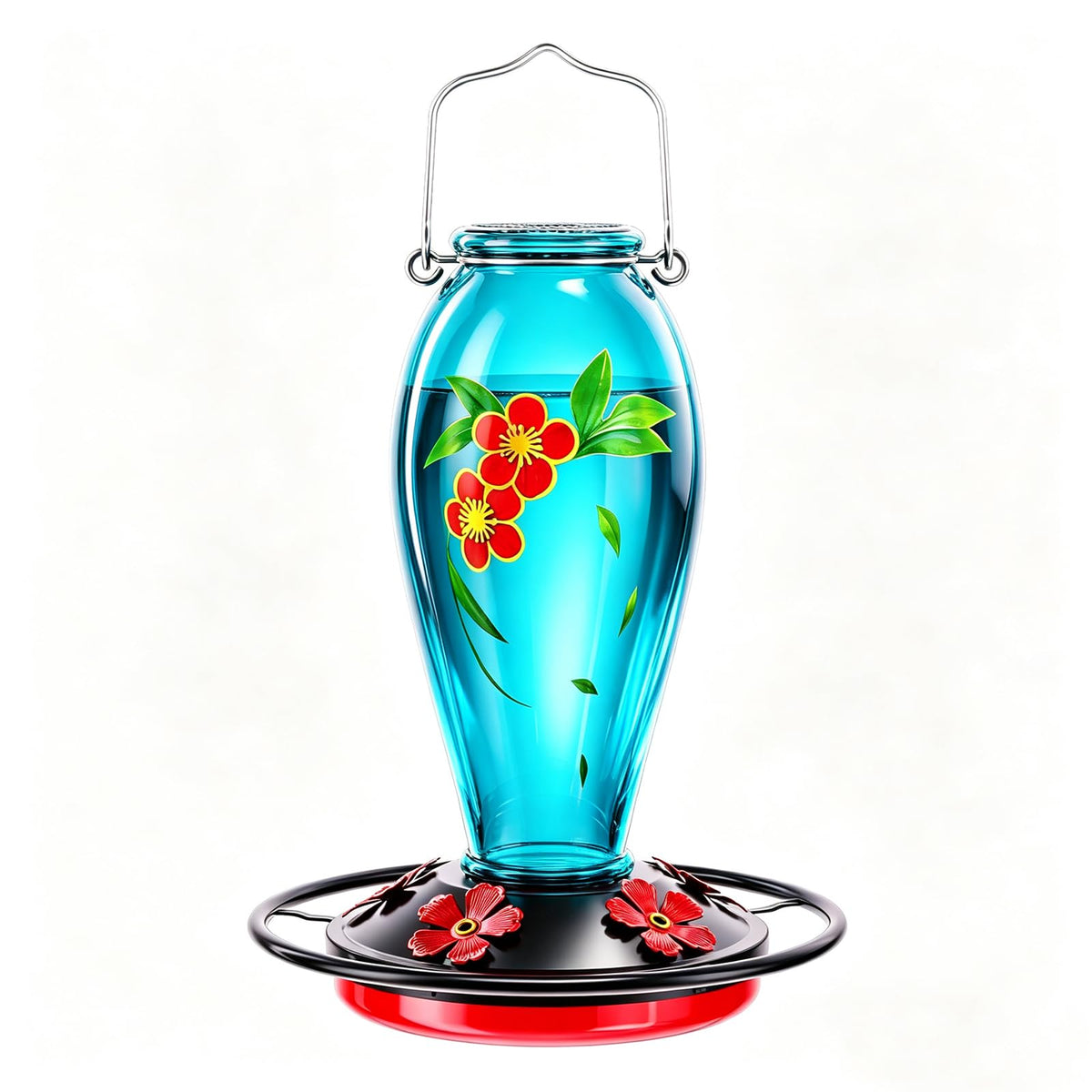 YHCHHZUI Hummingbird Feeder front view with floral design