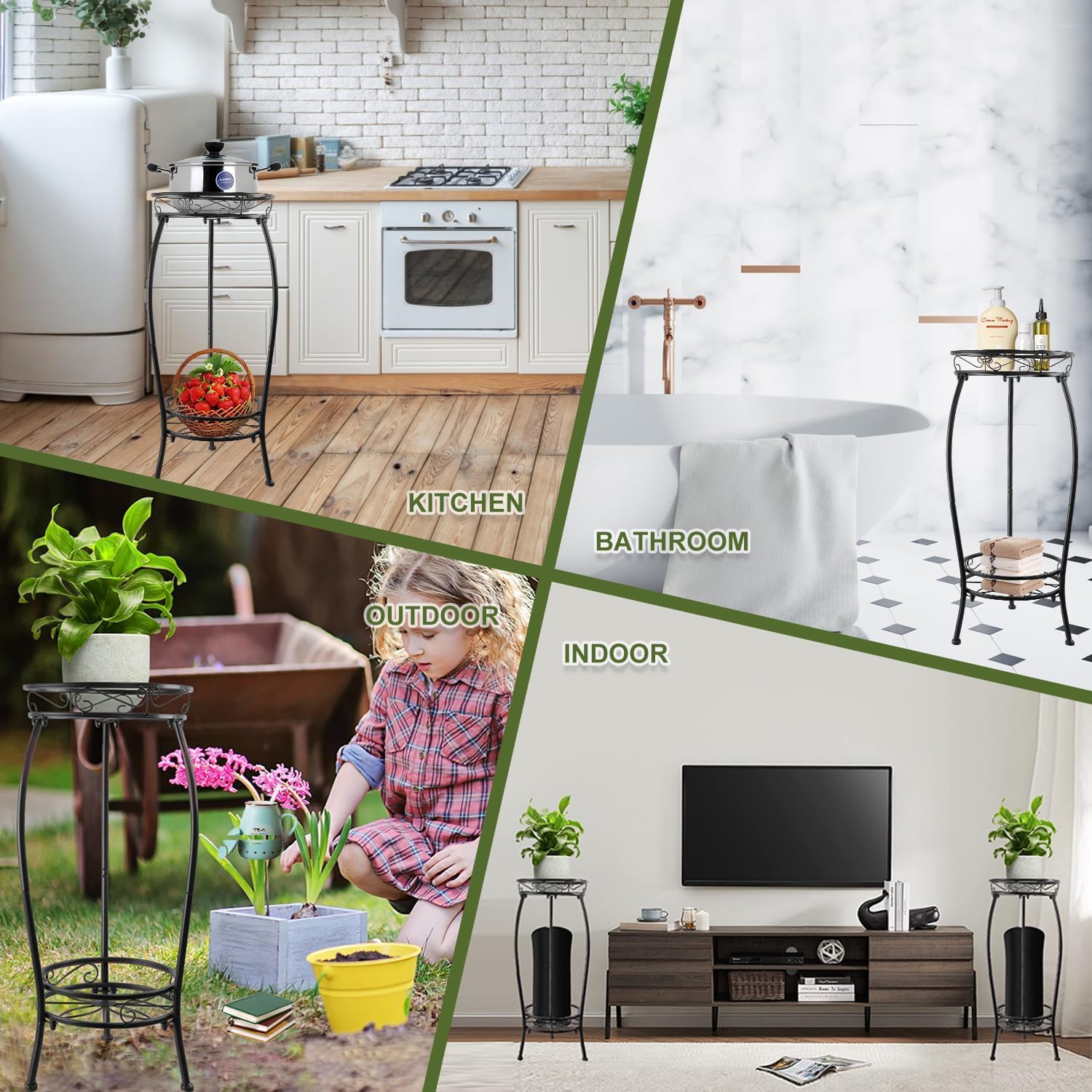 YHIJURS Plant Stand with decorative items on display