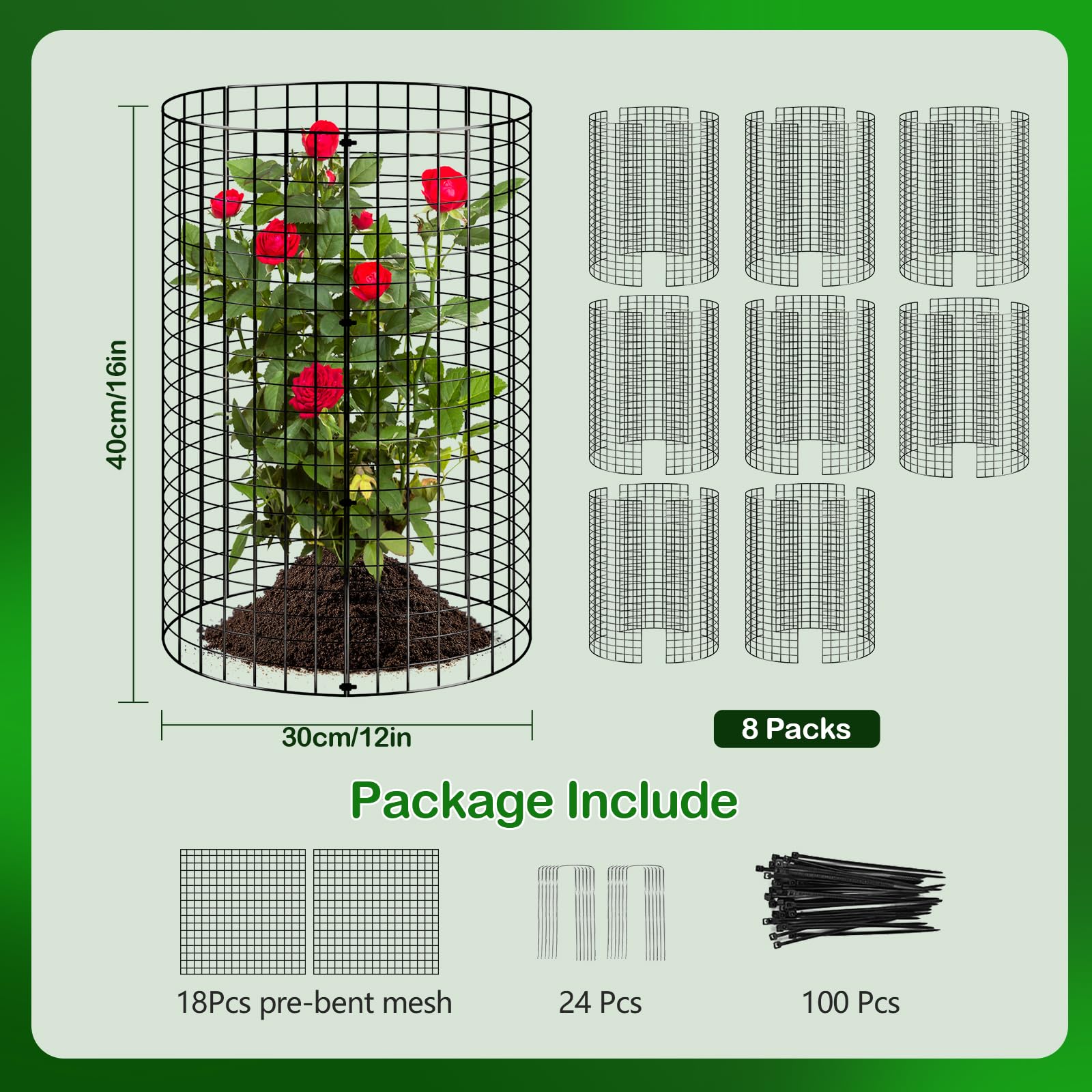 YHLYUZZ plant cages set up in a garden bed