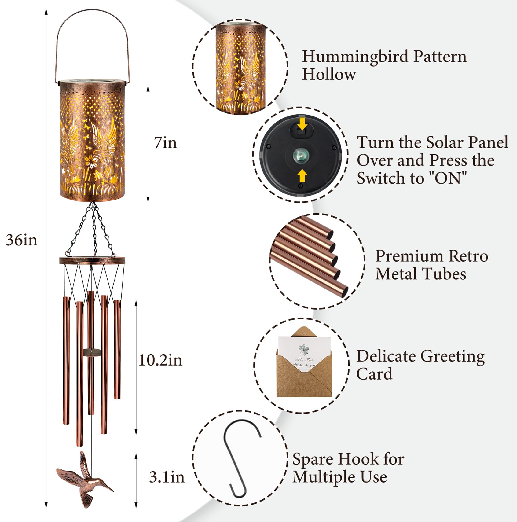 YHmall Solar Wind Chimes hanging in a garden