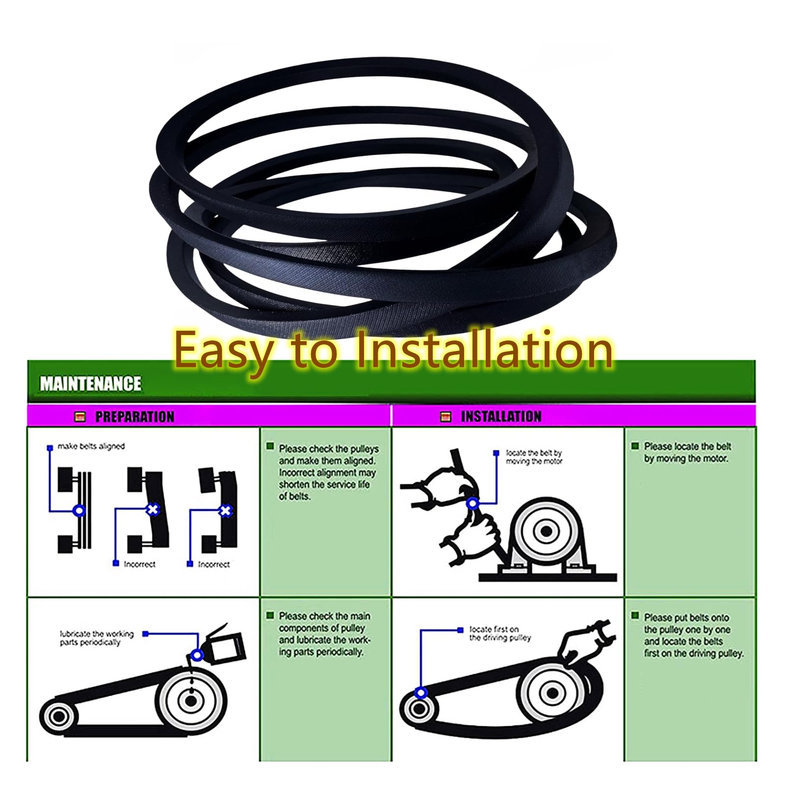 yhoparts 42” Deck Drive Belt with mower tools