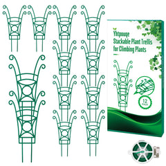 Yhtpouqe 12 Pack Stackable Plant Trellis green model front view