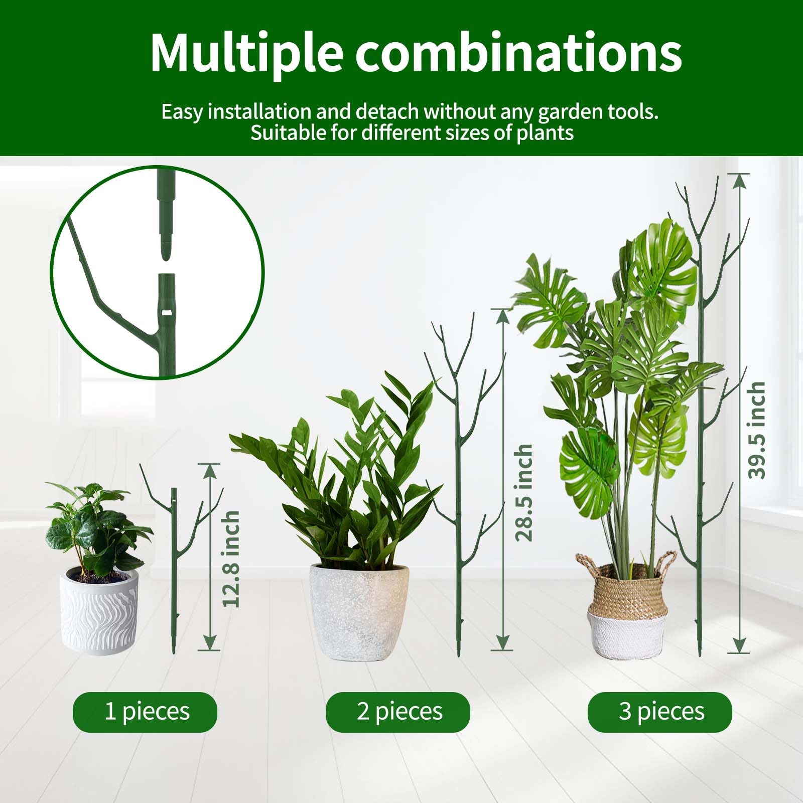 Yhtpouqe green plant stakes in a potted Monstera