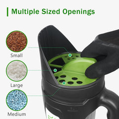 Yhtpouqe Handheld Spreader in use spreading grass seed