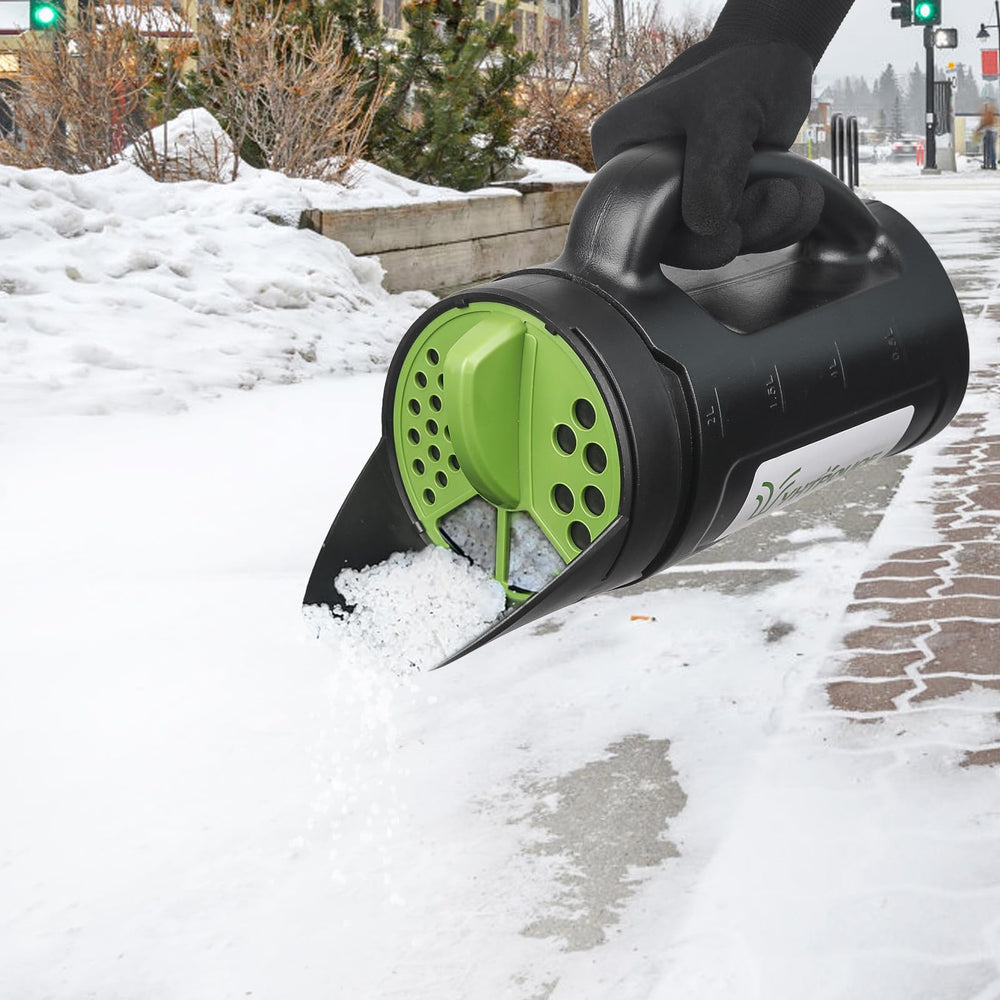 Yhtpouqe Handheld Spreader showing adjustable lid for opening sizes