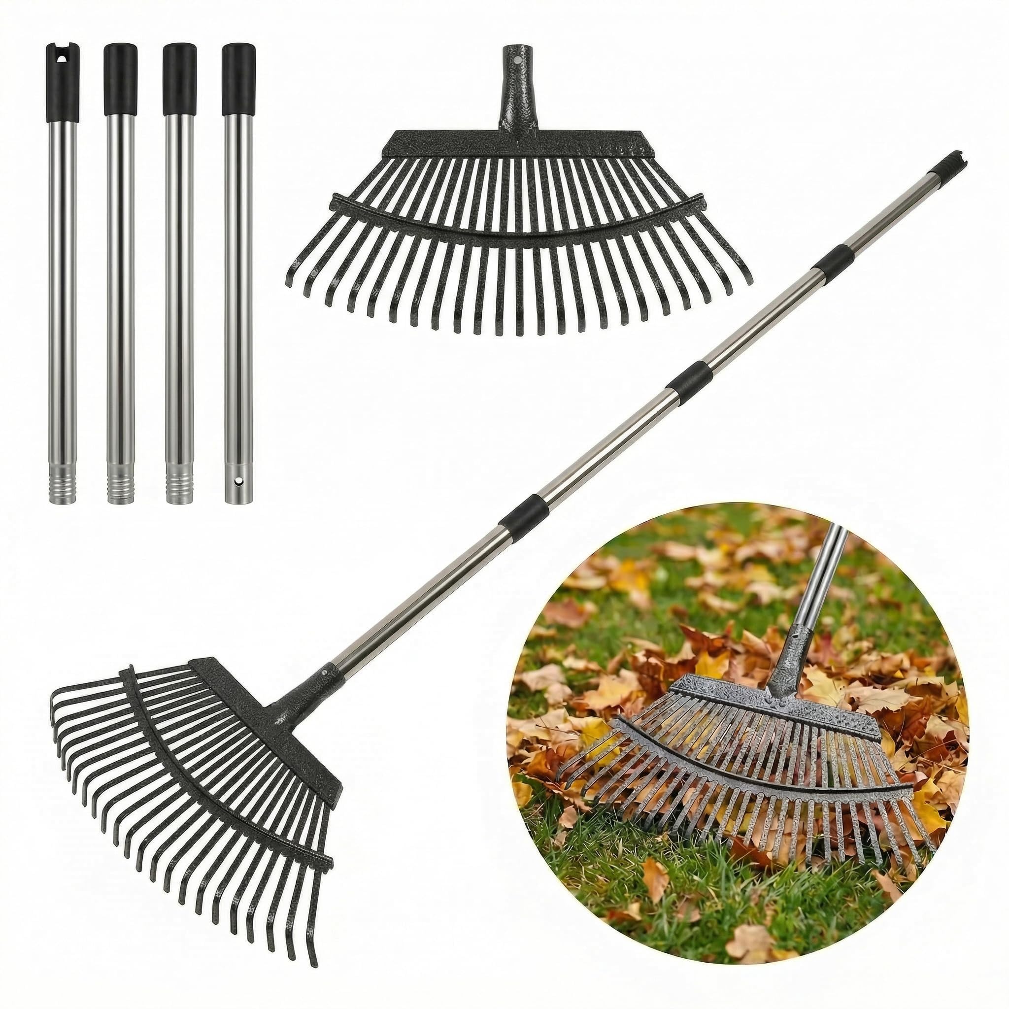 YIAD DRAGON HORSE Metal Bow Leaf Rake with 68 inch stainless steel handle