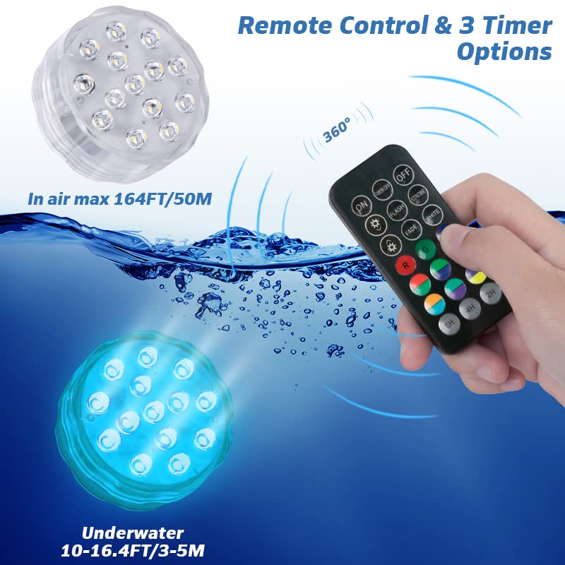 YiaMia Submersible LED Pool Light in a bathtub setting