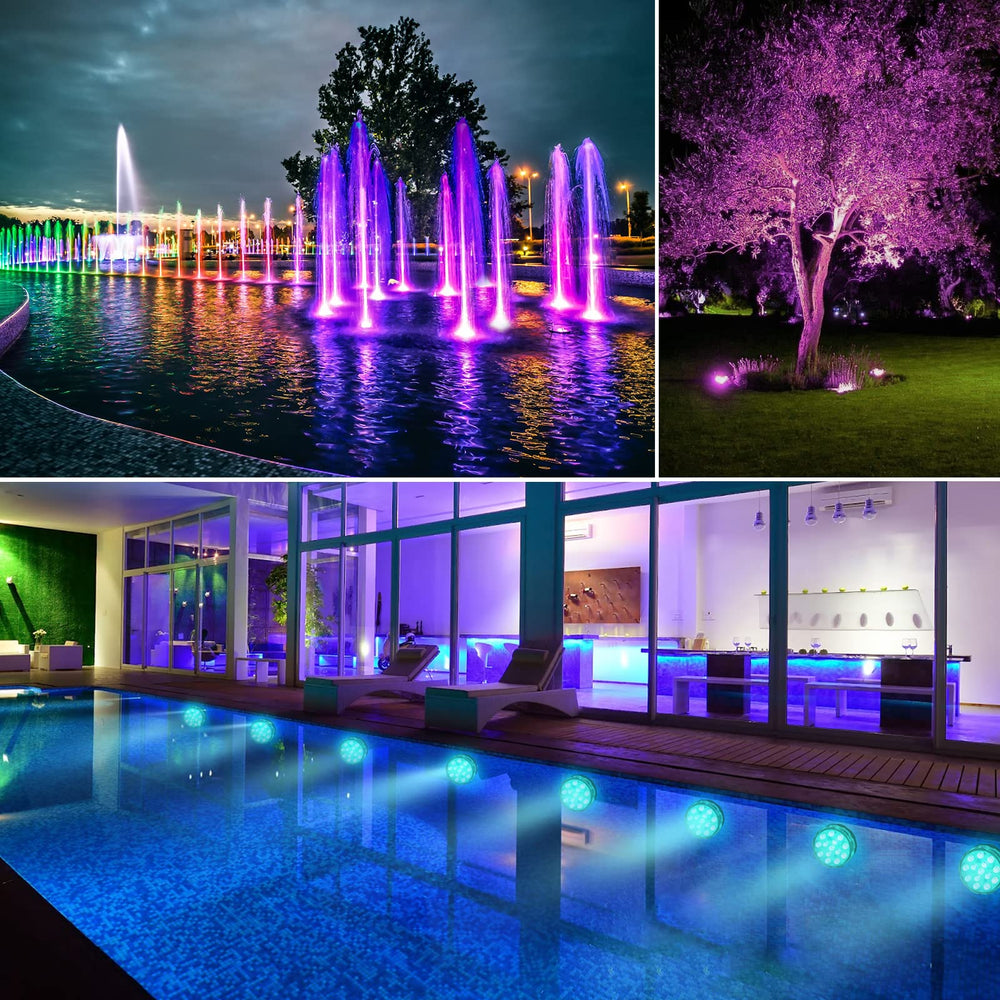YiaMia Submersible LED Pool Light in use at a pond