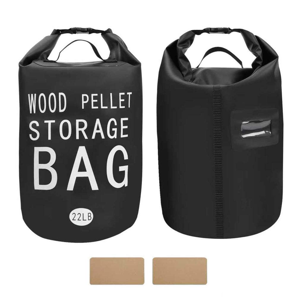 YIBOBO 22LB waterproof wood pellet storage bag front view, black