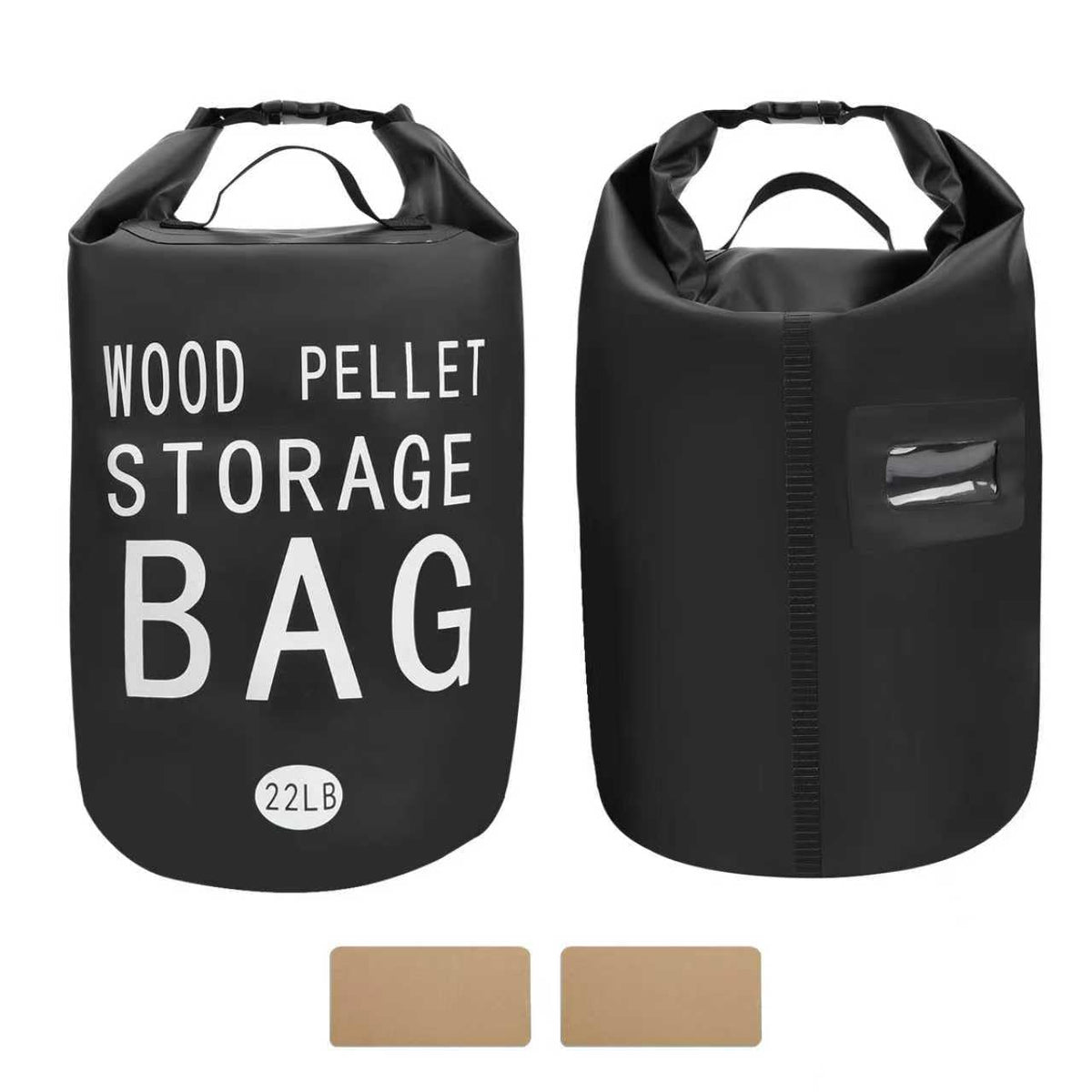 YIBOBO 22LB waterproof wood pellet storage bag front view, black
