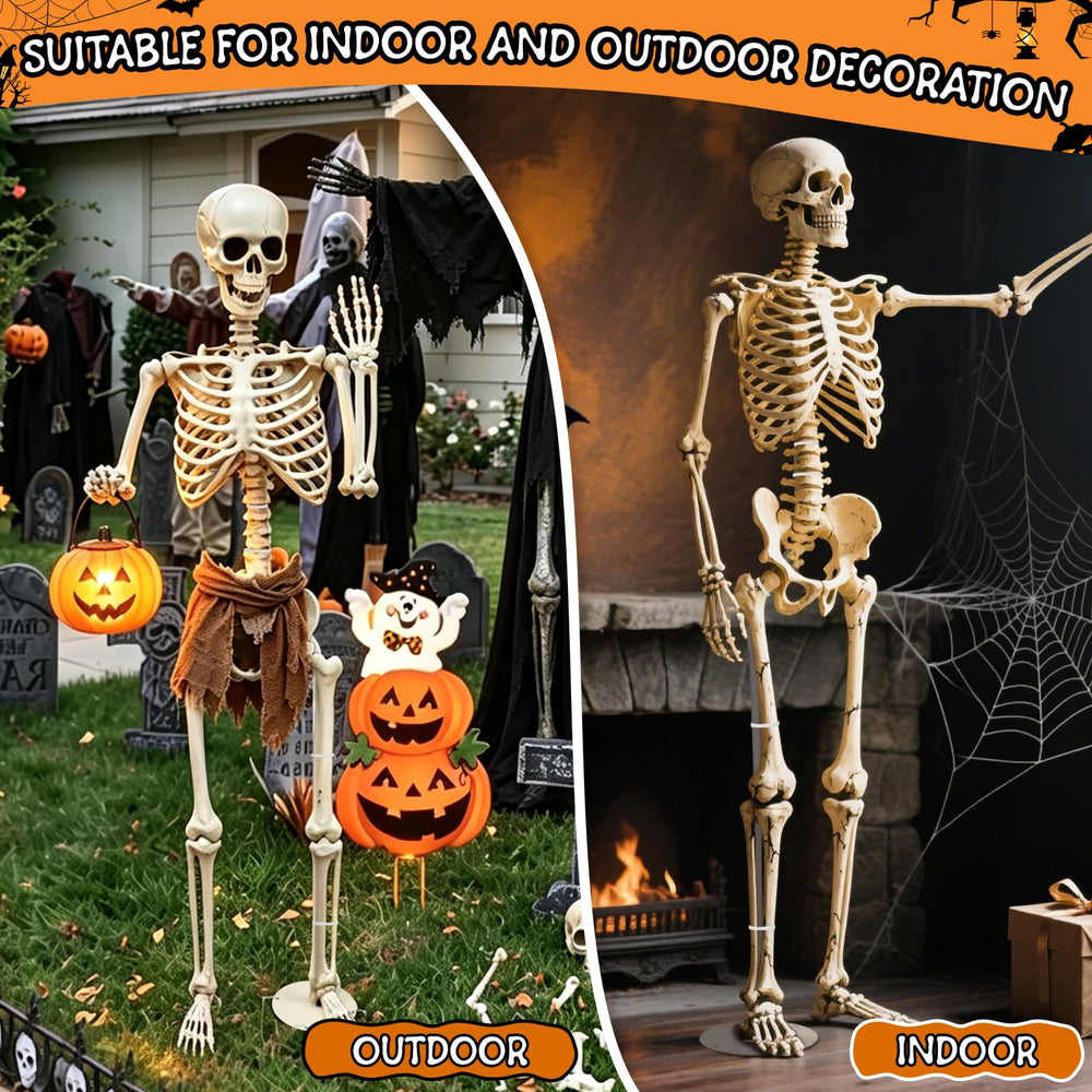 YIBOBO Skeleton Stand in Halloween decor setup