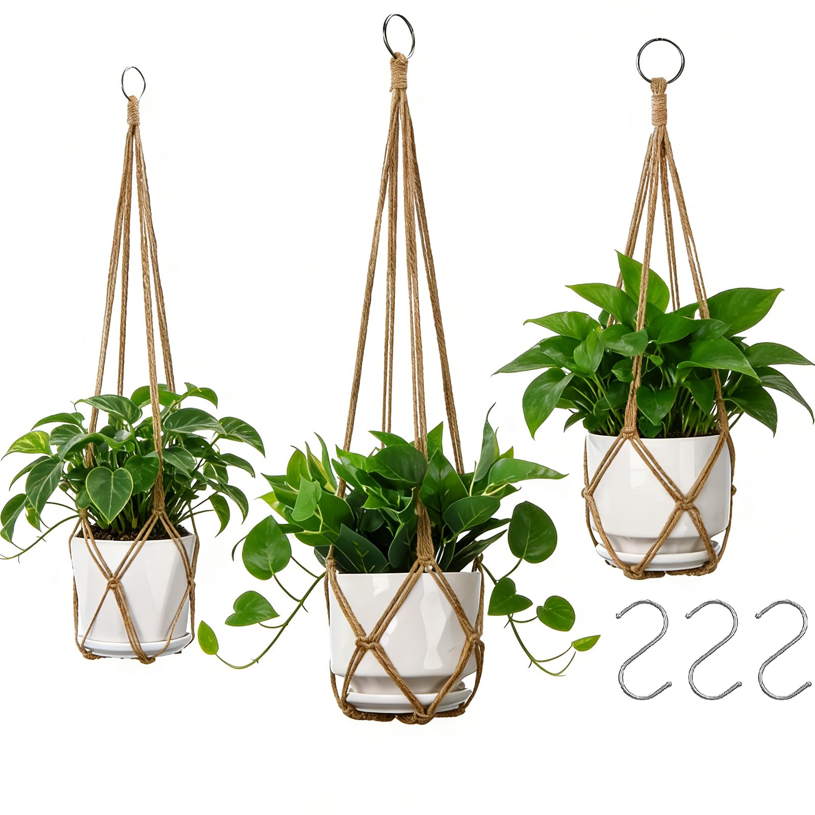 YIBOT 3 Pack Macrame Plant Hanger set with different lengths