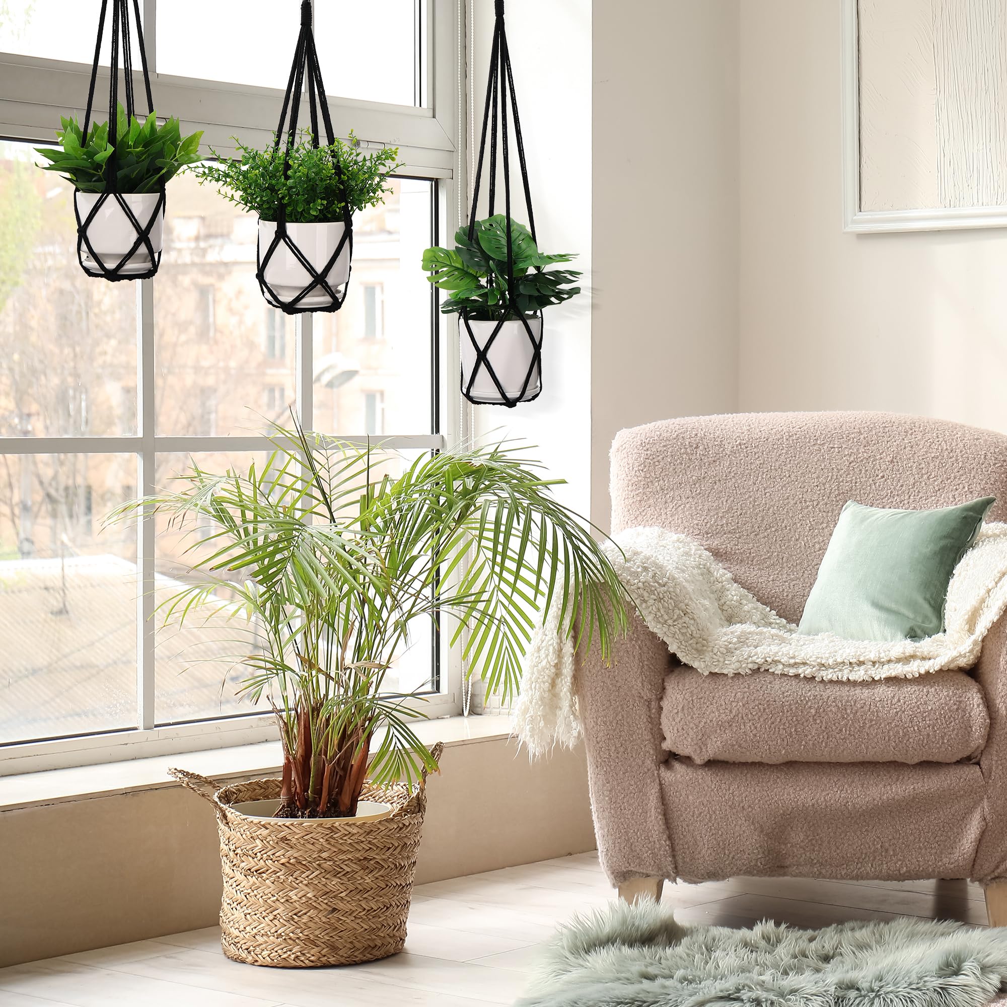 YIBOT Macrame Plant Hanger 35 Inch Black packaging