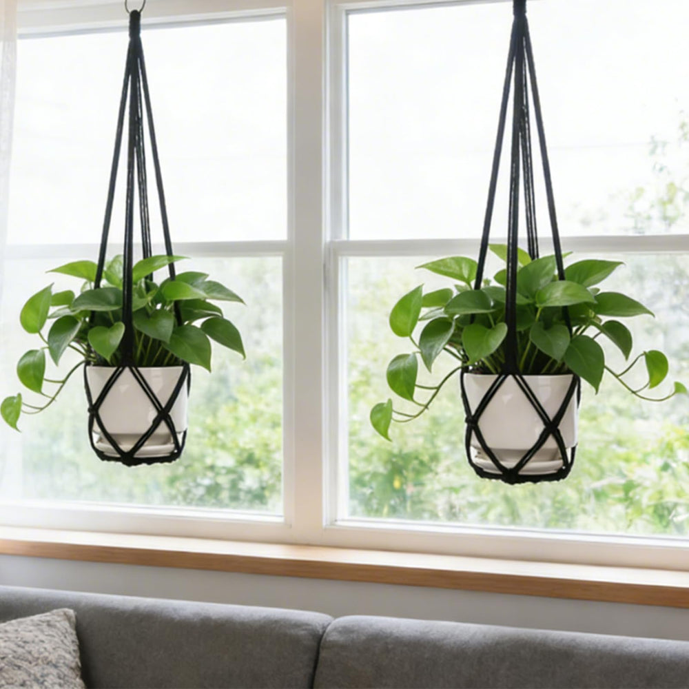 YIBOT Macrame Plant Hanger 35 Inch Black S-hooks included