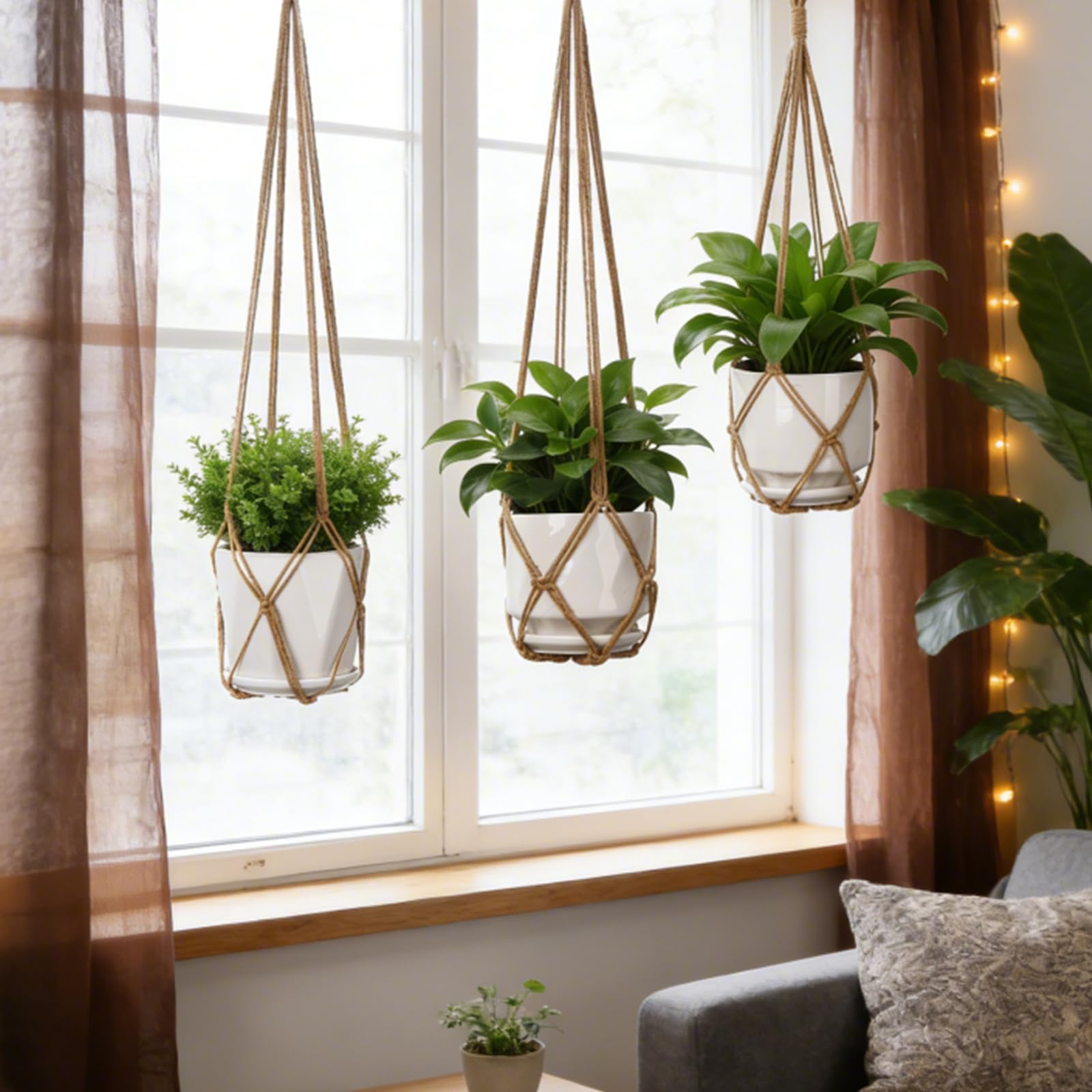 YIBOT macrame plant hanger packaging with details