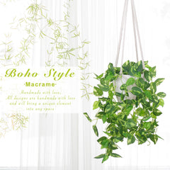 YIBOT macrame plant hanger showcasing a potted plant