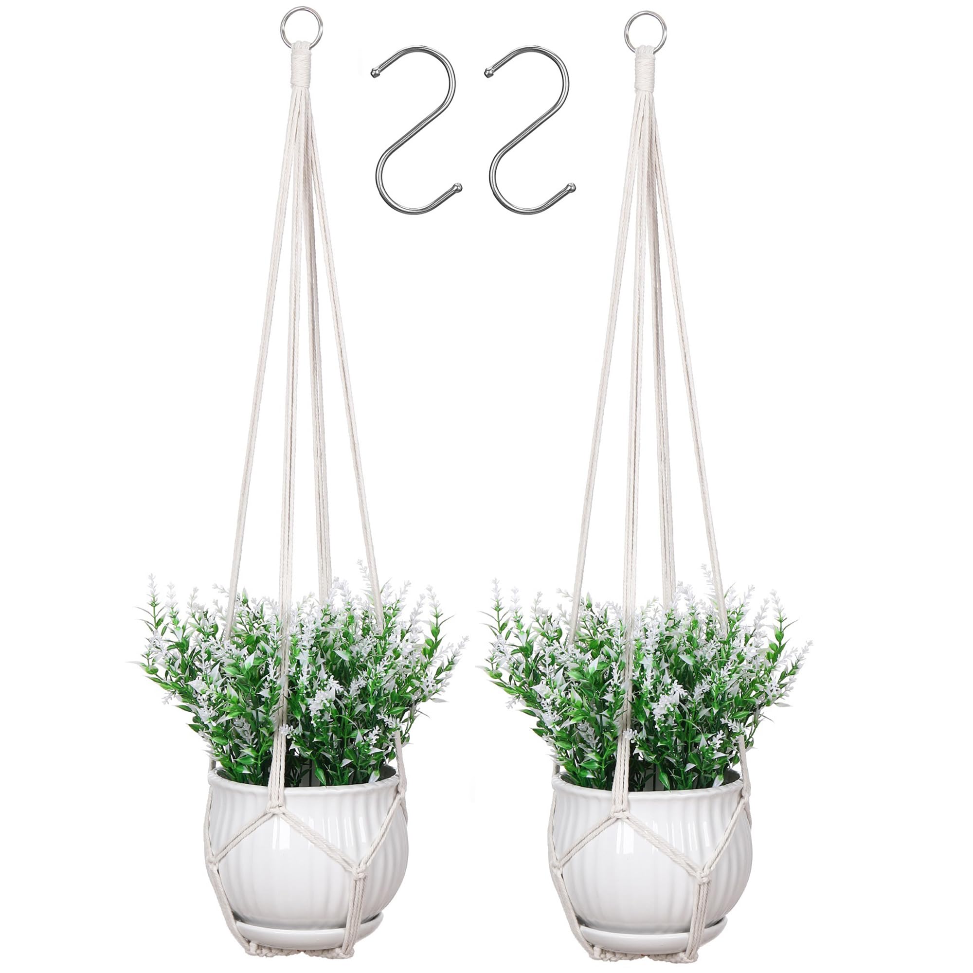 YIBOT macrame plant hangers with different pot shapes