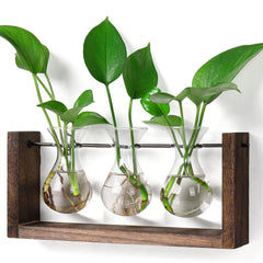 YIBOT Wall Hanging Planter droplet shape with three glass vases