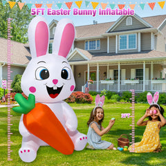 Yichuke 5 Ft Easter inflatable in garden setup with LED lights